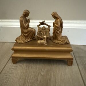 ANTIQUE BRONZE SCULPTURE LA NATIVITE D'APRES CATINEAU W/ MUSIC 1900 FRANCE *read